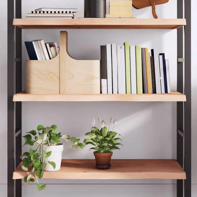 Berkfield Home Wall Mounted Shelf in Untreated Solid Light Oak, W: 100 cm, D: 40 cm, H: 2-4 cm