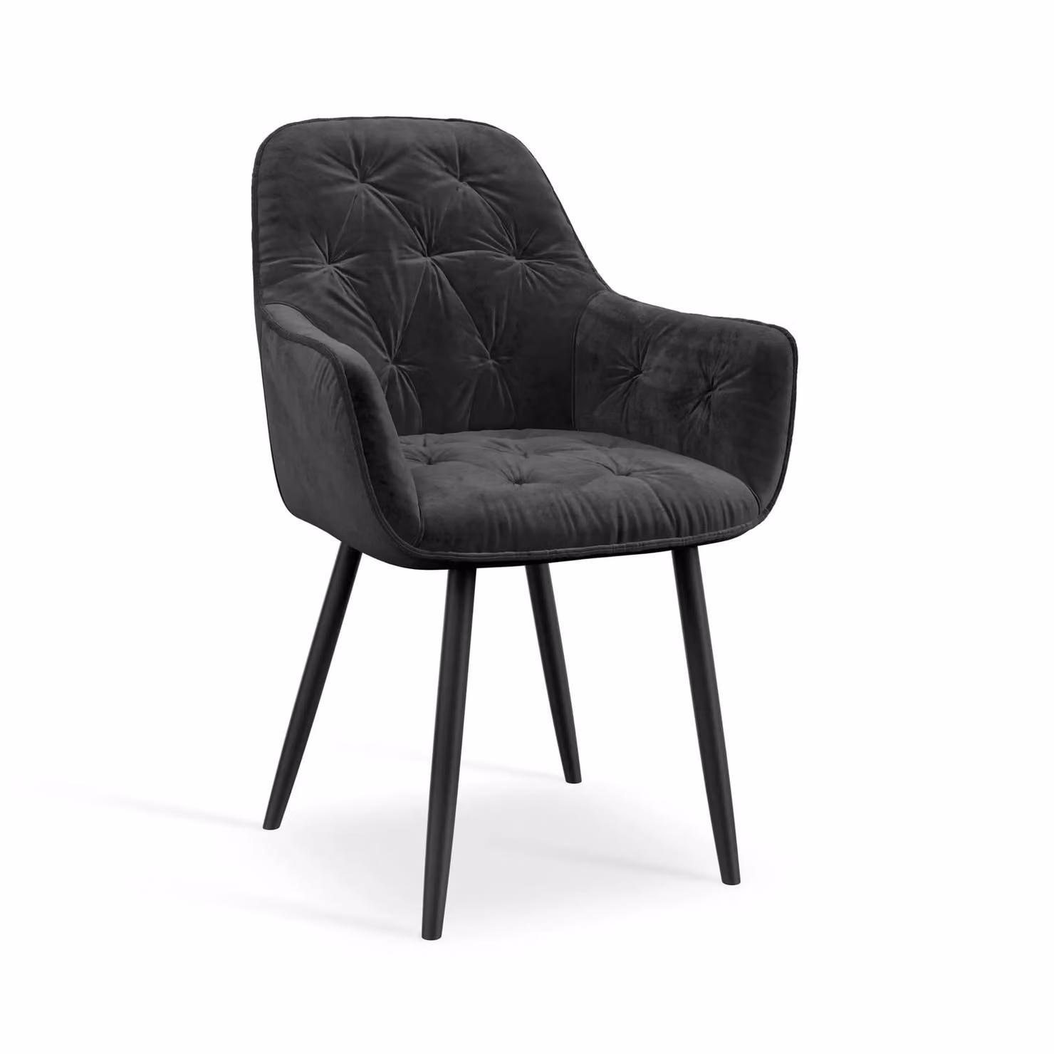More4Homes Haydon Extending Dining Table and Anika Velvet Chair Set, White Marble Effect Top with Black Legs, W/D/H: 120 x 80 x 76 cm with 4 Chairs – 2