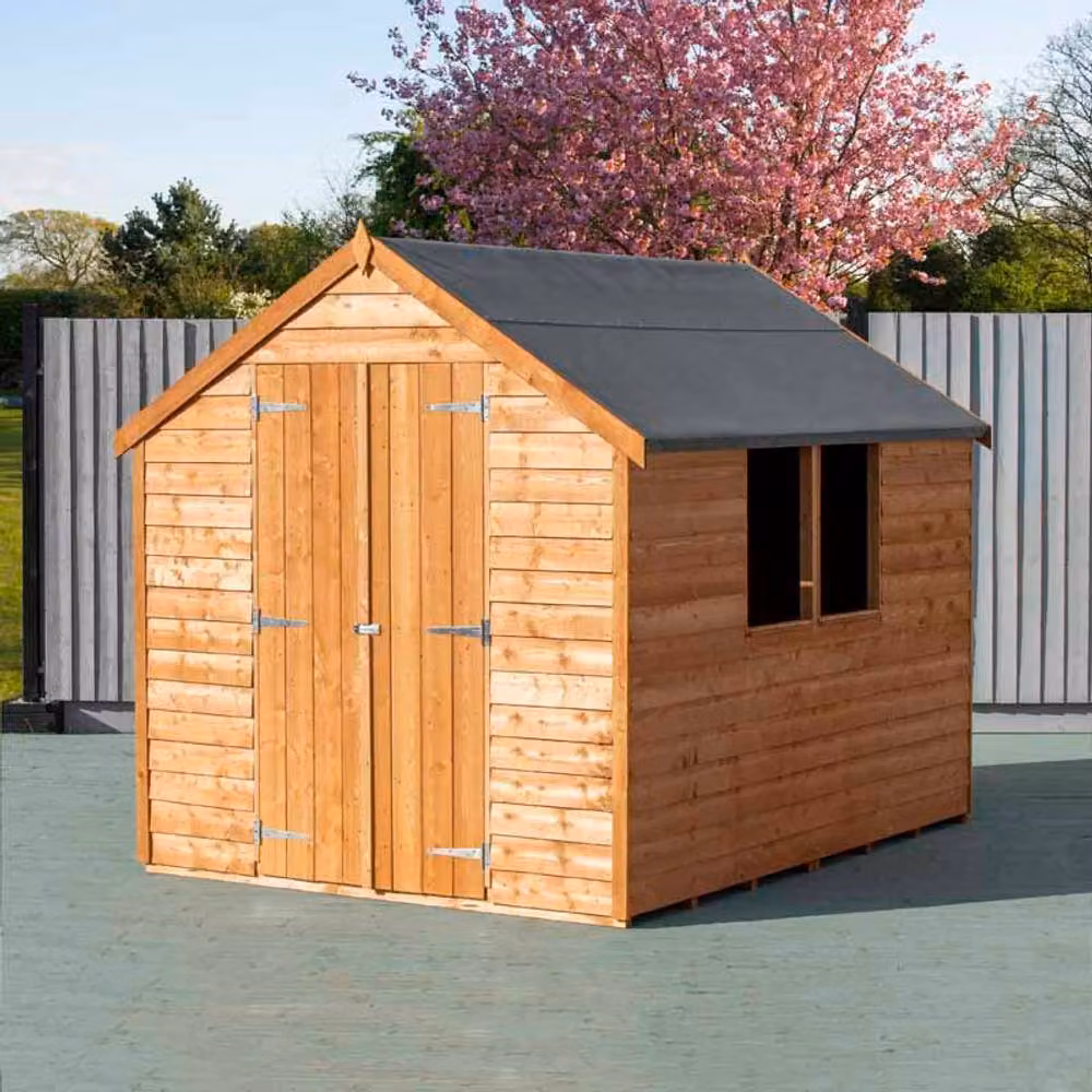 Shires Overlap 8 x 6 DD Value Gable Wooden Shed with Window in Brown, W: 243.8 cm, D: 205.6 cm, H: 182.8 cm