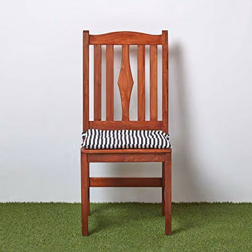 Homescapes Black and White Stripe Cotton Seat Pad with Straps, 40 x 40 cm – 5