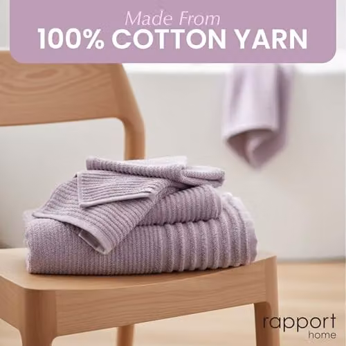 Rapport Home Linear 6-Piece Cotton Towel Bale Set in Pink and Purple, 500gsm – 3