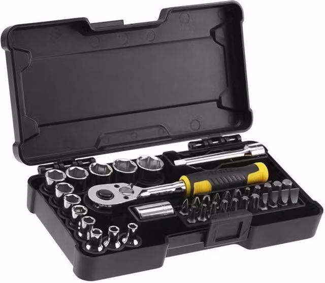 Stanley 37-piece 1/4 inch Compact Socket Set in Black and Multicolour – 12