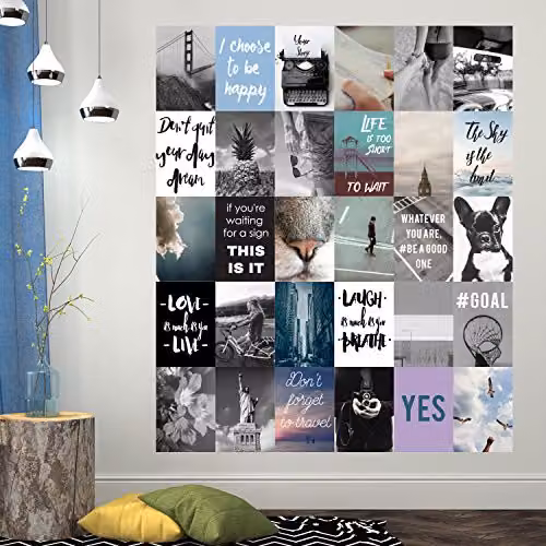 Walplus Travel Collage Mural Removable Self-Adhesive Wall Stickers, Multicolour, Pack of 4