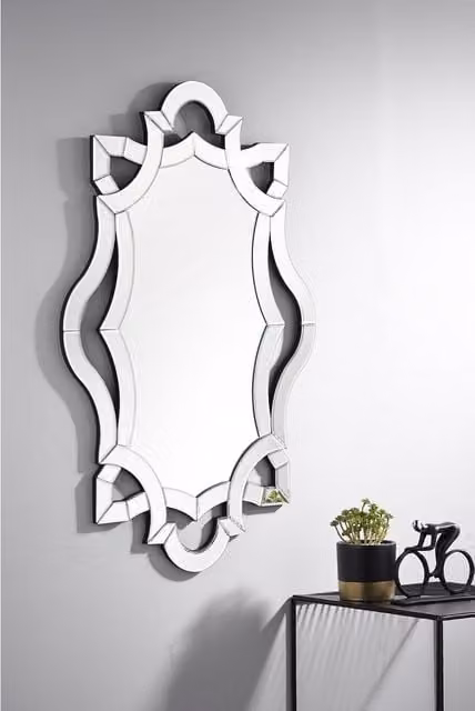 FurnitureboxUK Olympus Large Silver Modern Geometric Wall Mirror, W: 100.0 cm, H: 66.0 cm
