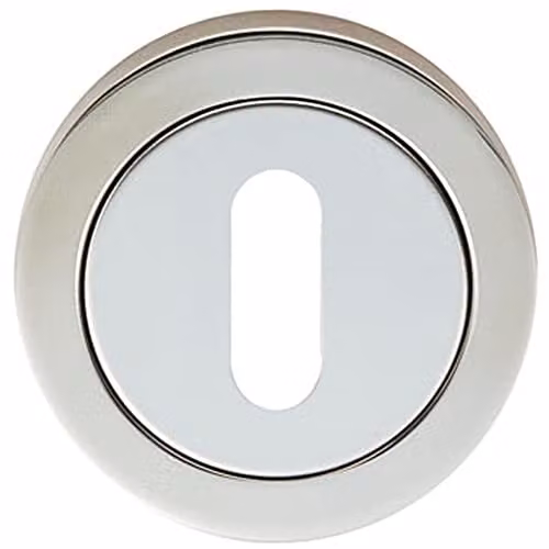 Loops Round Lock Profile Escutcheon in Bright Silver Stainless Steel, Diameter: 52 mm, Concealed Fix