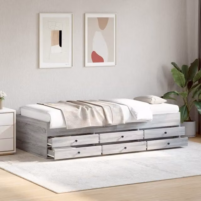 Berkfield Home Single Daybed with Drawers in Grey Sonoma, W/D/H: 90 x 190 cm – 1