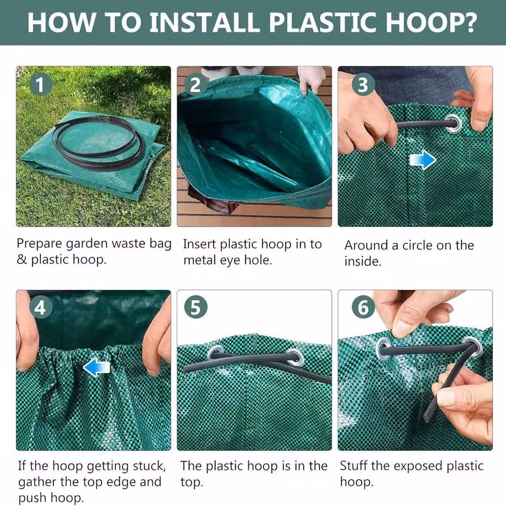 EONLION 2 Pack Heavy Duty Large Garden Waste Refuse Bags, 272L, Green – 3