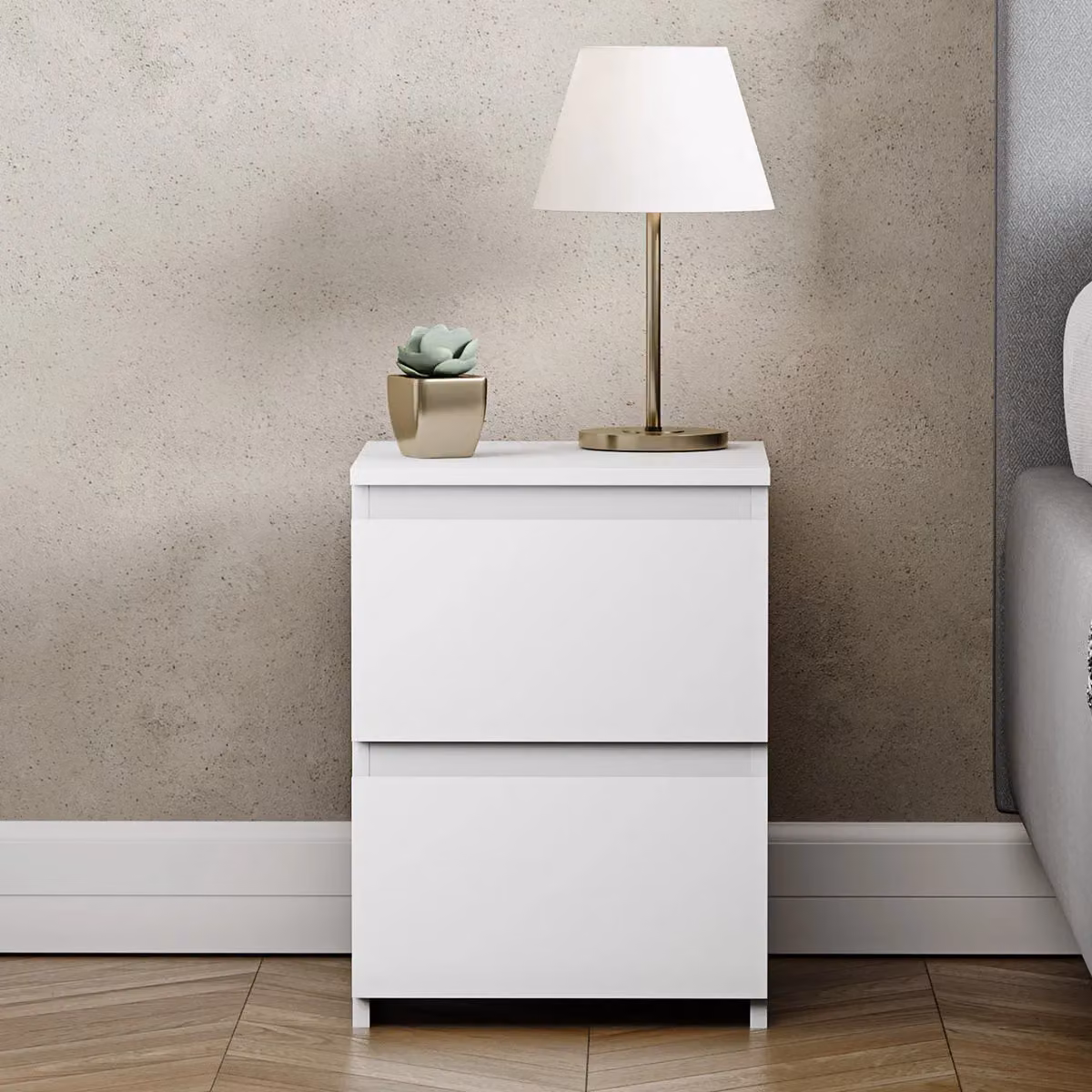 Vida Designs Denver 2 Drawer Bedside Cabinet in White – 3
