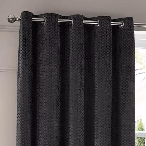 Paoletti Neptune Luxury Velvet Blackout Eyelet Curtains, Charcoal Grey, W: 168 cm, H: 183 cm – 2