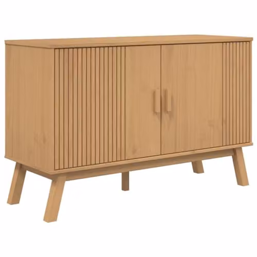 vidaXL OLDEN Sideboard in Brown Waxed Solid Pine Wood, W/D/H: 114 x 43 x 73.5 cm