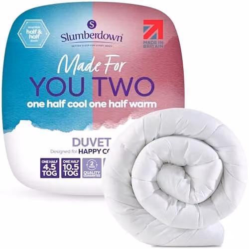Slumberdown Made For You Two Double Duvet, 4.5 and 10.5 Tog Reversible All Year Round Quilt, White, W/D/H: 200 x 200 cm