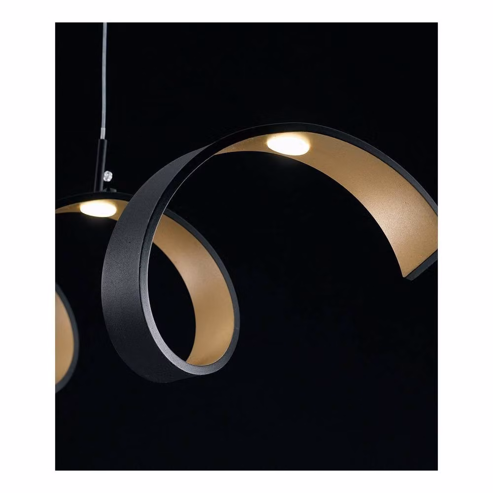 Netlighting HELIX LED Swirl Pendant Ceiling Light in Black, 2400lm, 4000K, W: 125 cm, D: 13.5 cm – 2