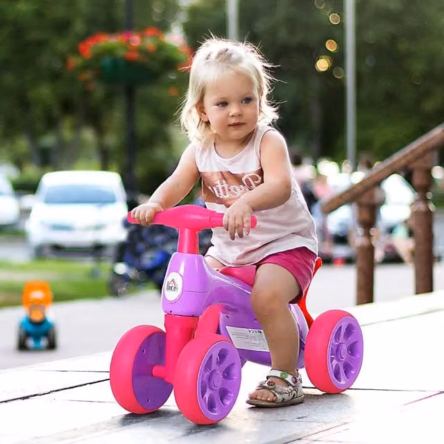 HOMCOM Baby Balance Bike for Toddlers with 4 Smooth Solid Rubber Wheels, Purple