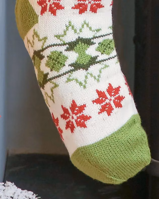 Dibor Set of 4 Knitted Fair Isle Pompom Christmas Stockings in White, Red, Green and Multicolour – 3