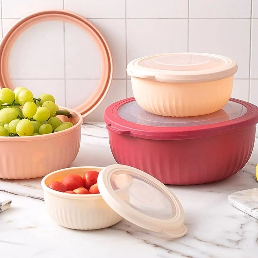 PAWNORA 4 Pack Pink Leakproof Plastic Food Storage Bowls with Clip Lids – 2