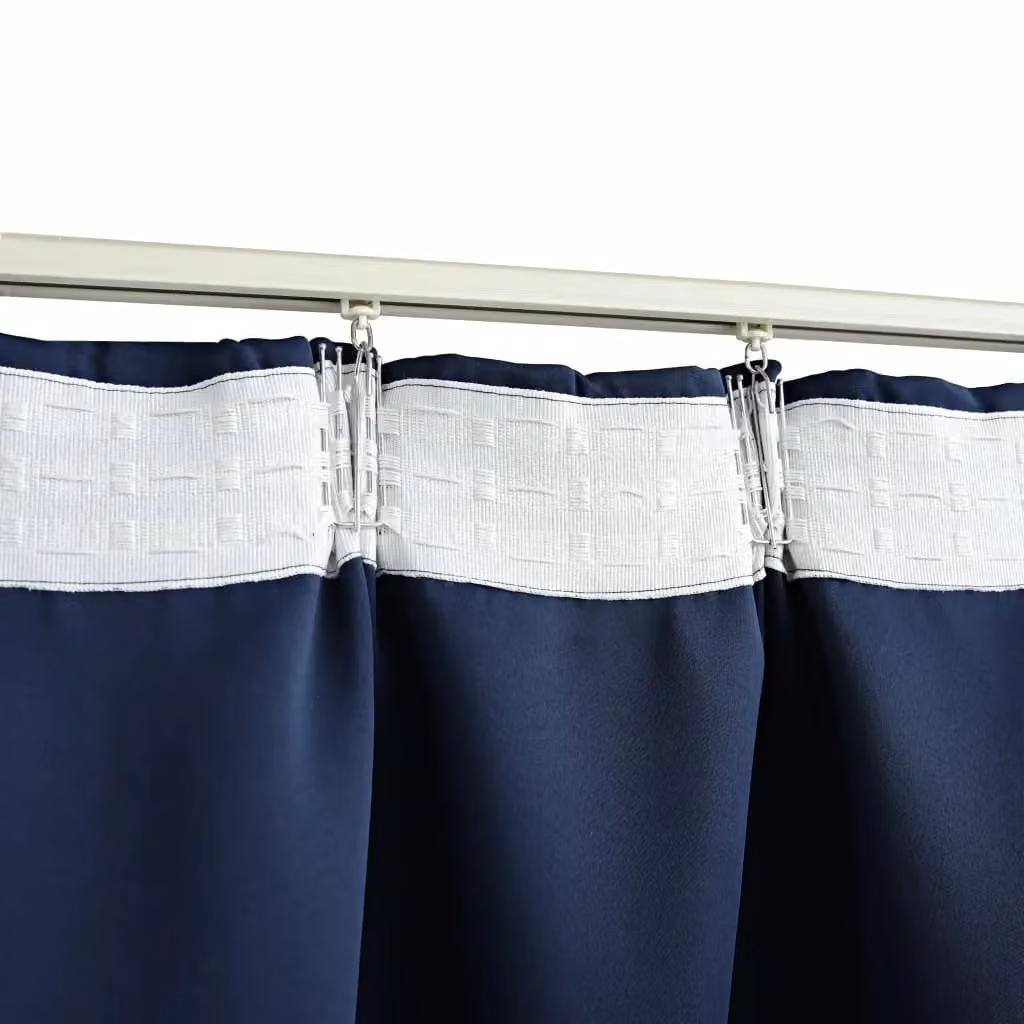 Berkfield Home Blue Blackout Fabric Curtain Panel with Hooks W: 290 cm, H: 245 cm – 3