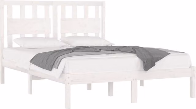 Berkfield Home Beautiful Super King Size Bed Frame in White Solid Pine Wood 180 x 200 cm