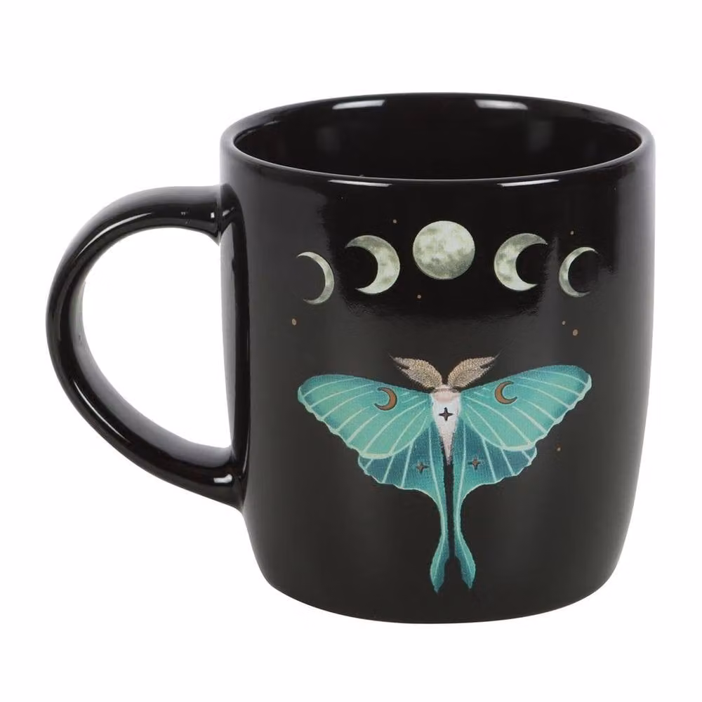 Uniqueful Luna Moth Ceramic Mug in Black, 340ml – 3