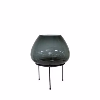 Dome Deco ATHENA Grey Glass Round Tabletop Vase