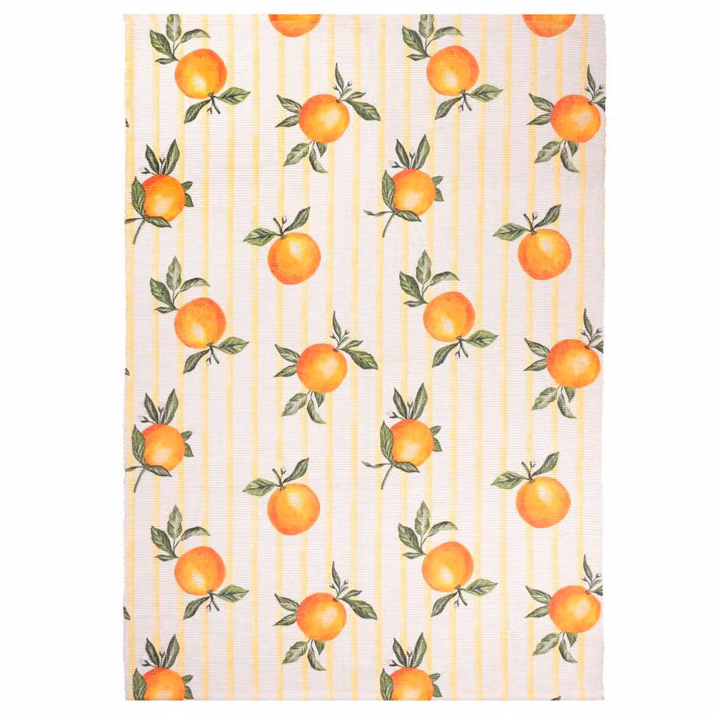 Furn Fruits Oranges Gingham Indoor/Outdoor Woven Rug in Yellow, W/D: 120 x 170 cm – 2