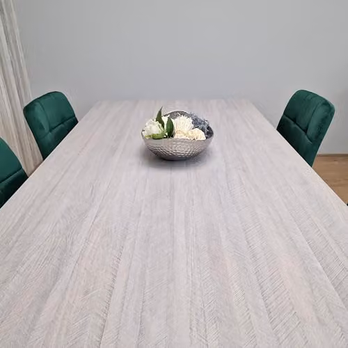 Kosy Koala Modern Dining Table and 6 Green Velvet Chairs Set with Light Grey Rectangular Table, W/D/H: 140 x 80 x 75 cm – 2