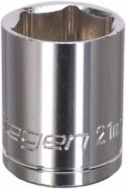 Loops 21mm Chrome Plated 1/2 inch Square Drive Socket in Silver Carbon Steel – 1