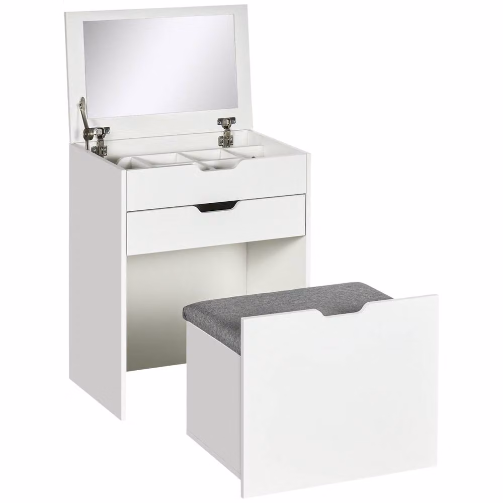 Wyld Haus Nohadi White Matt Dressing Table with Flip Up Mirror – 2