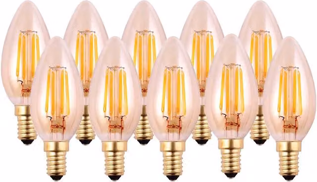 Harper Living Amber Candle LED Bulb, E14, 4.5W, Warm White, Dimmable, Pack of 10