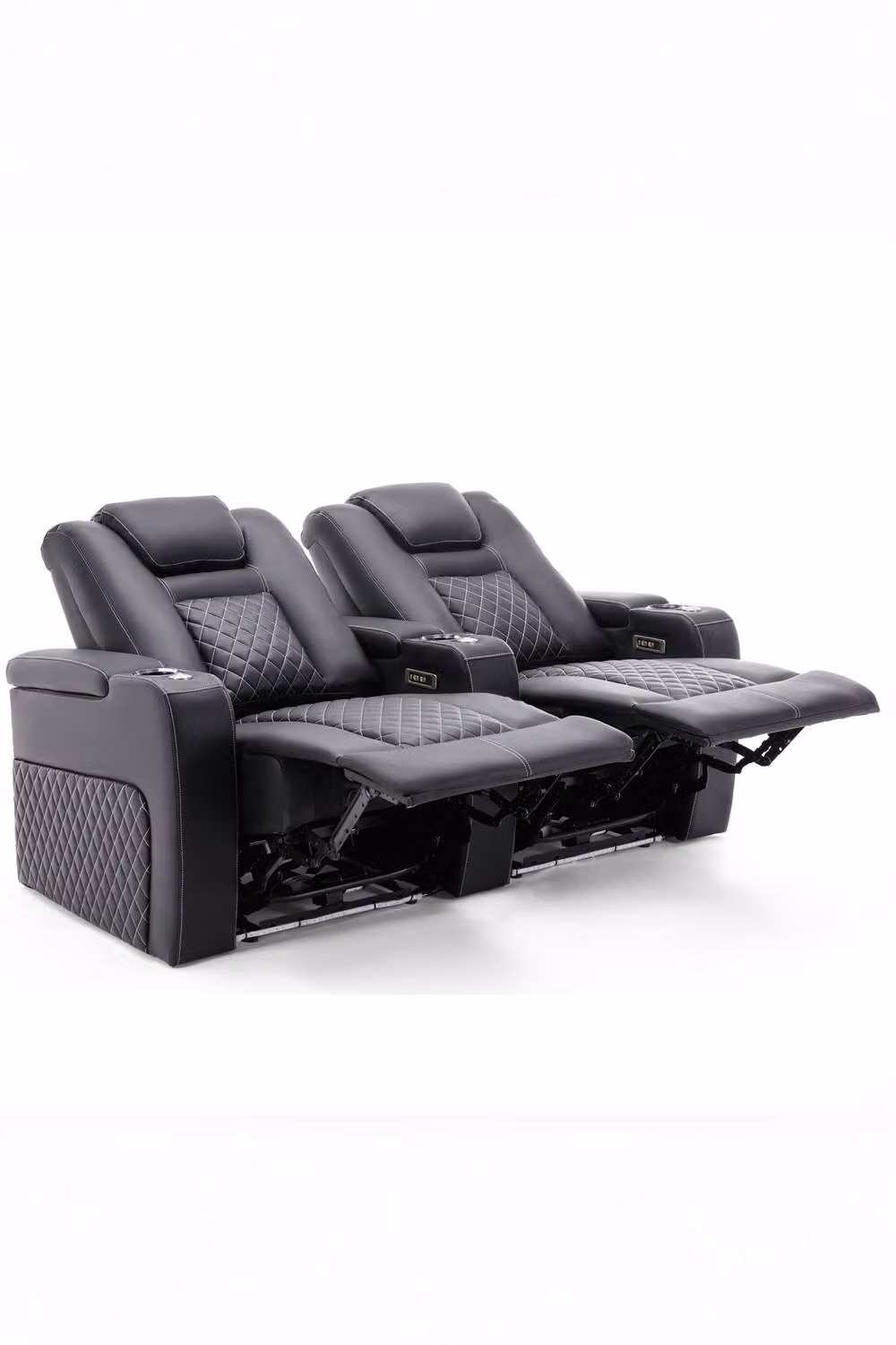 More4Homes Broadway 2 Seater Cinema Electric Recliner Chair in Black with USB Charging, LED Lighting and Cup Holders – 2