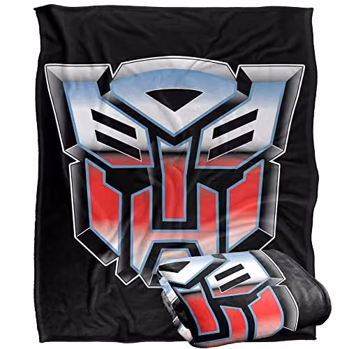 Hasbro Transformers Autobot Shine Silky Touch Super Soft Fleece Blanket, White and Multicolour, W/D/H: 152 x 127 cm – 1