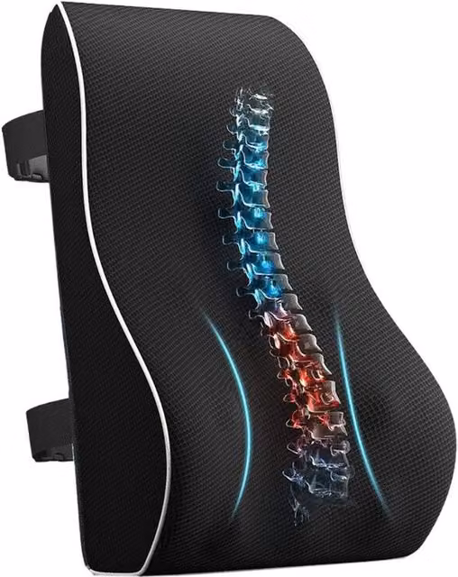 NESTLUNE Contoured Lumbar Back Support Cushion in Black, W: 100 cm x H: 190 cm – 1