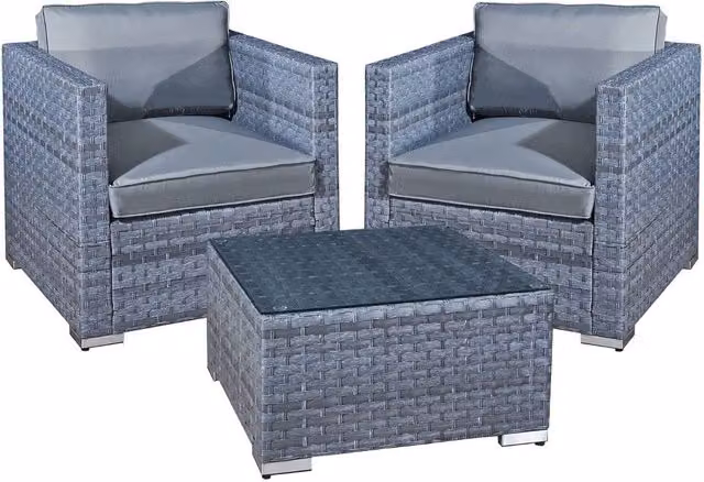 Oseasons Malta Rattan 2 Seat Tea for Two Set in Ocean Grey