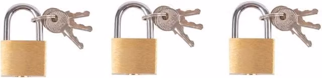 Blackspur Brass Padlocks, Pack of 3, Gold/Yellow, 2 cm