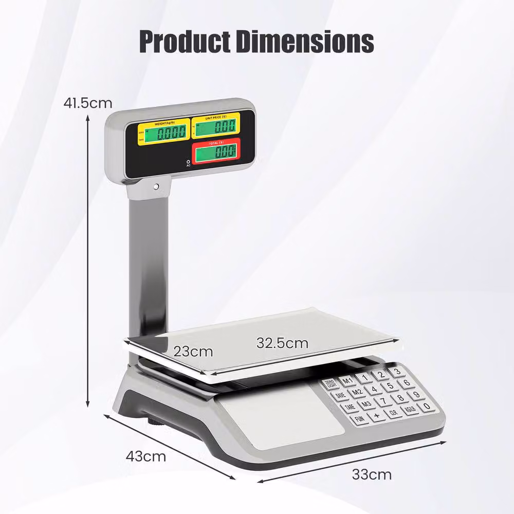 Costway 40kg Price Computing Scale with Pole and Dual LCD Display in Silver – 2