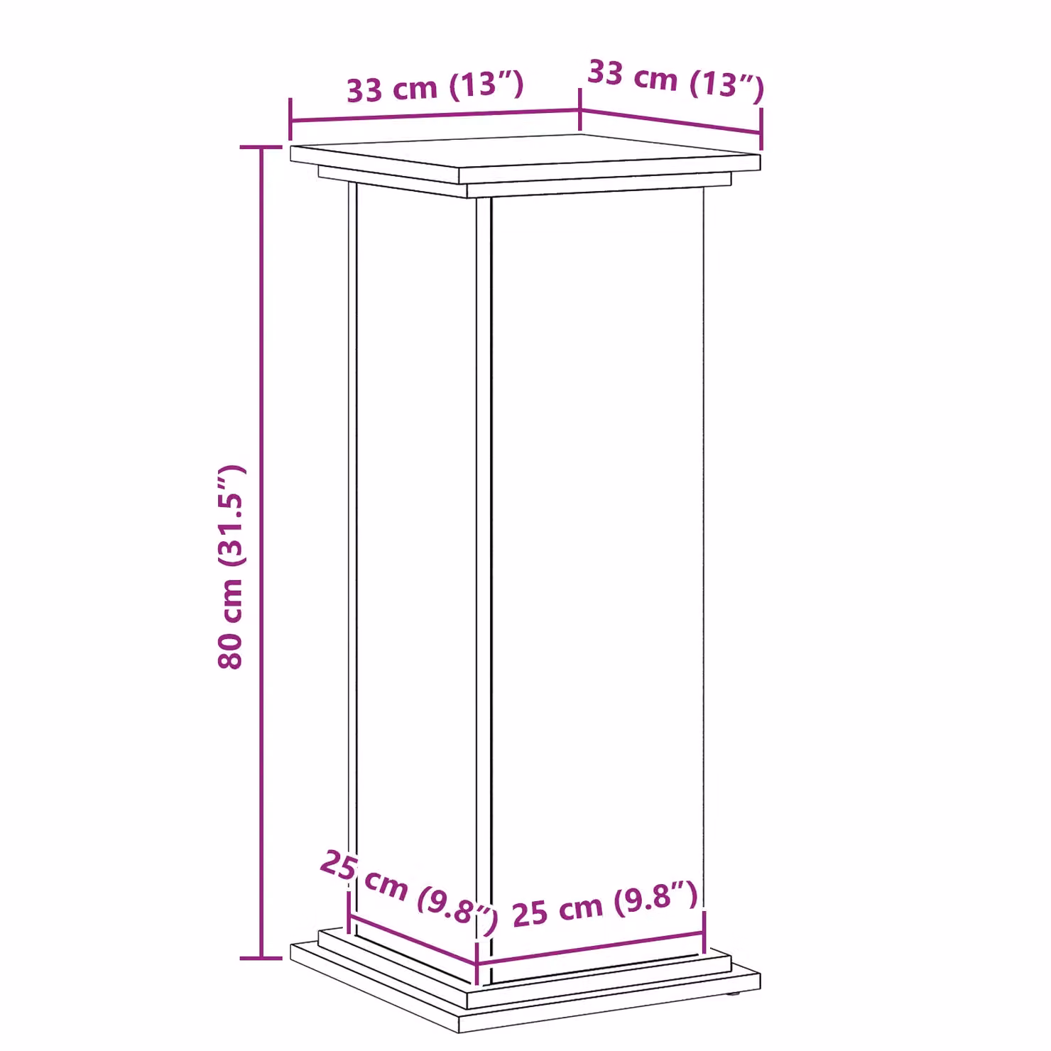Berkfield Home Modern Black Plant Stand in Engineered Wood, W/D/H: 33 x 33 x 80 cm – 4