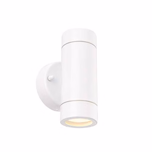 Netlighting Palin Up and Down Outdoor Wall Light in Gloss White Stainless Steel and Glass with GU10 LED Compatibility (IP44)