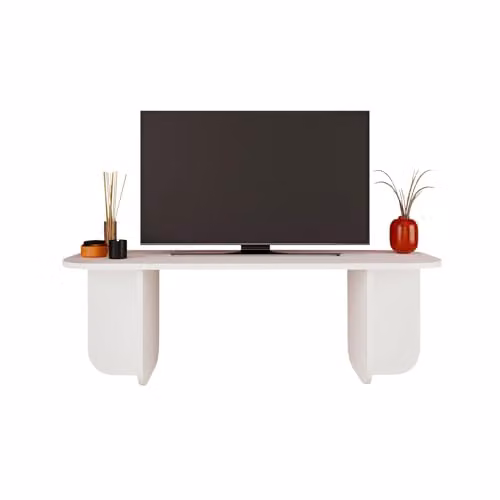 Bimossa Modern White Wooden TV Stand with Storage Shelf, W/D/H: 100 x 40 x 42 cm