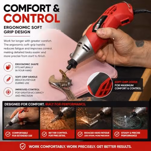 Lumberjack Oscillating Hobby Rotary Multi Tool with 120pc Accessory Set, Red – 6