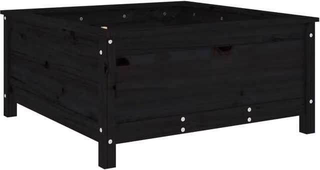 Berkfield Home Black Solid Wood Pine Garden Planter Tub W: 82.5 cm, D: 82.5 cm, H: 39 cm