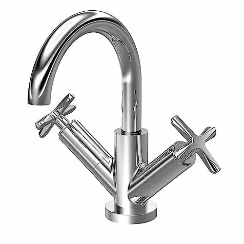 nuie CLX315 Aztec Modern Deck Mounted Mono Basin Mixer Tap with Push Button Waste, Chrome