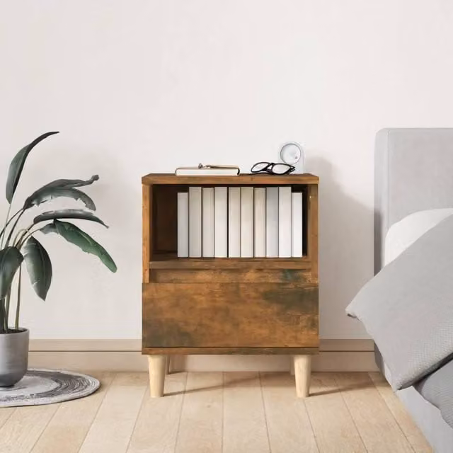 Berkfield Home Elegant Bedside Cabinets, 2 Piece Set in Smoked Oak Brown, W/D/H: 40 x 35 x 50 cm – 1