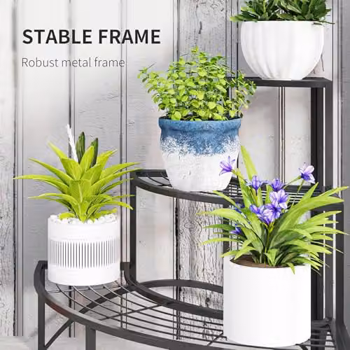 Outsunny 3 Tier Metal Corner Plant Stand, Black, W/D/H: 60 x 60 x 60 cm – 4