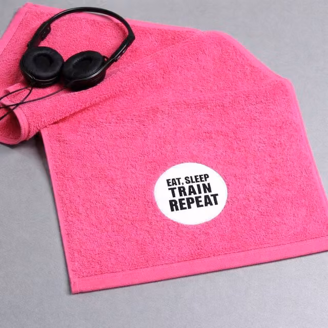 Duncan Stewart Eat, Sleep, Train, Repeat Pink Cotton Terry Gym Towel