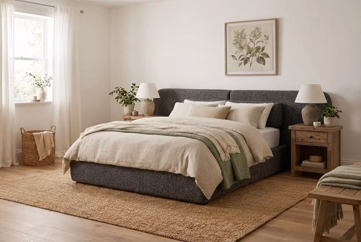 Araco Atelier Nova Upholstered Bed in Grey