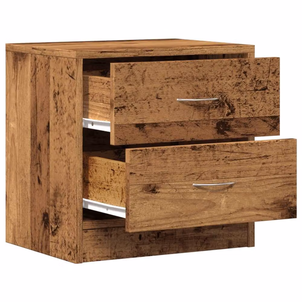 Berkfield Home Set of 2 Stylish Bedside Cabinets in Old Wood Brown, W/D/H: 40 x 30 x 40 cm – 5