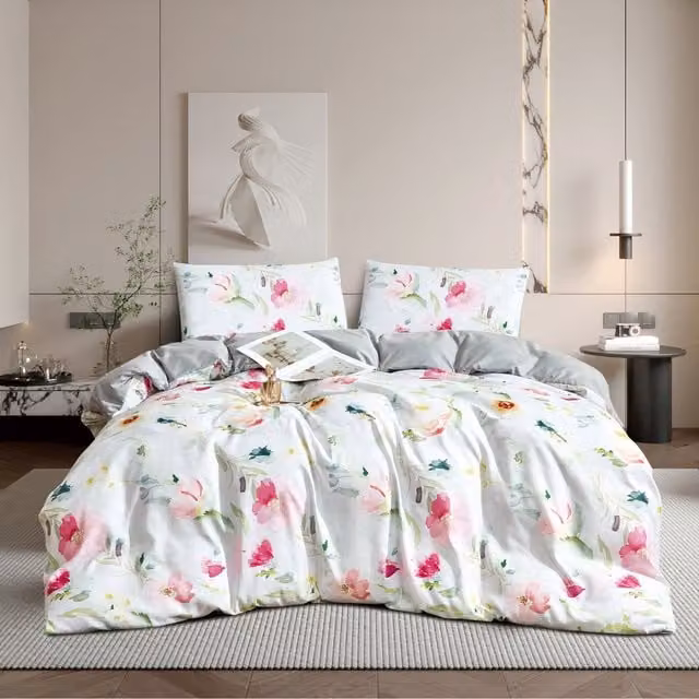 Ezysleep Floral Nature Duvet Cover and Pillowcase Set in Multicolour and Pink, 230 cm