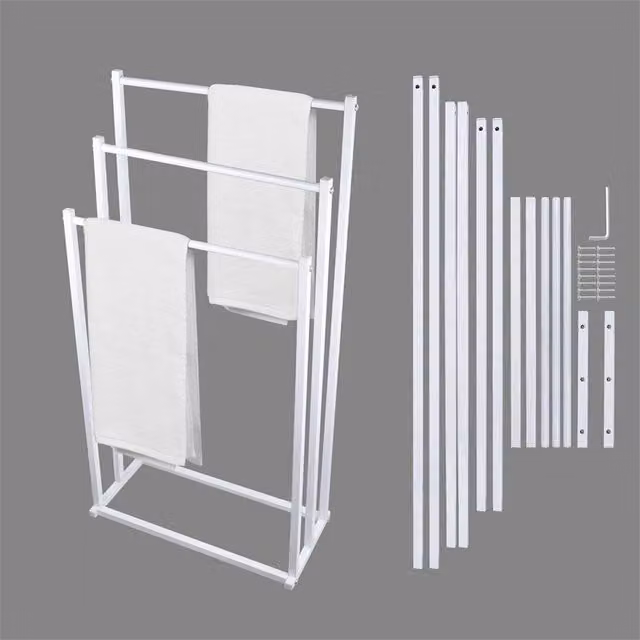 Nordara White 3-Tier Freestanding Metal Towel Rail Bathroom Storage Stand H 86.0 x W 44.0 x D 21.0 cm – 1