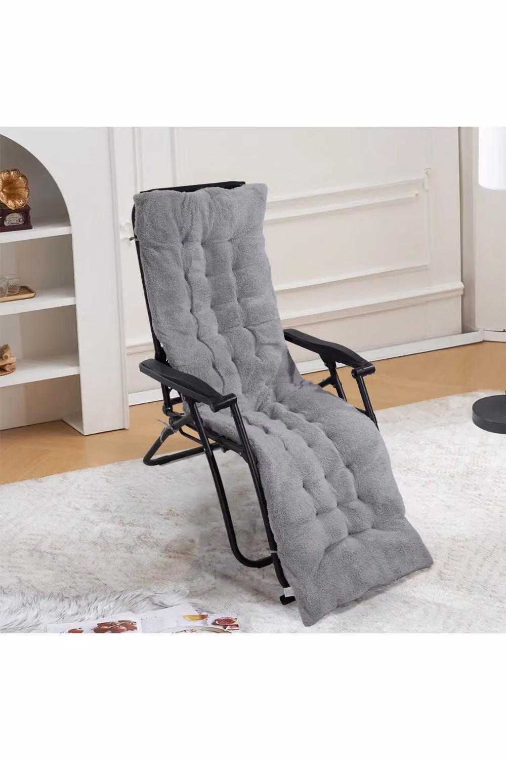 Living and Home Sherpa Fleece Lounge Cushion in Grey, W: 170 cm, D: 48 cm – 2