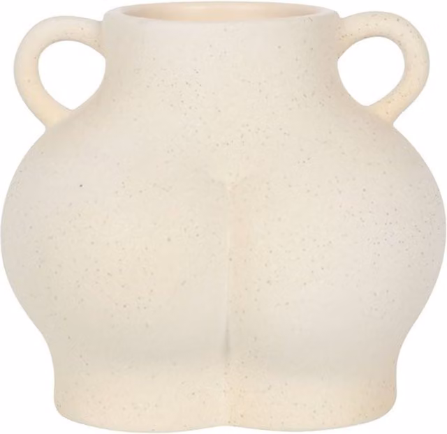 KDMK White Speckle Bum Ceramic Tabletop Plant Pot