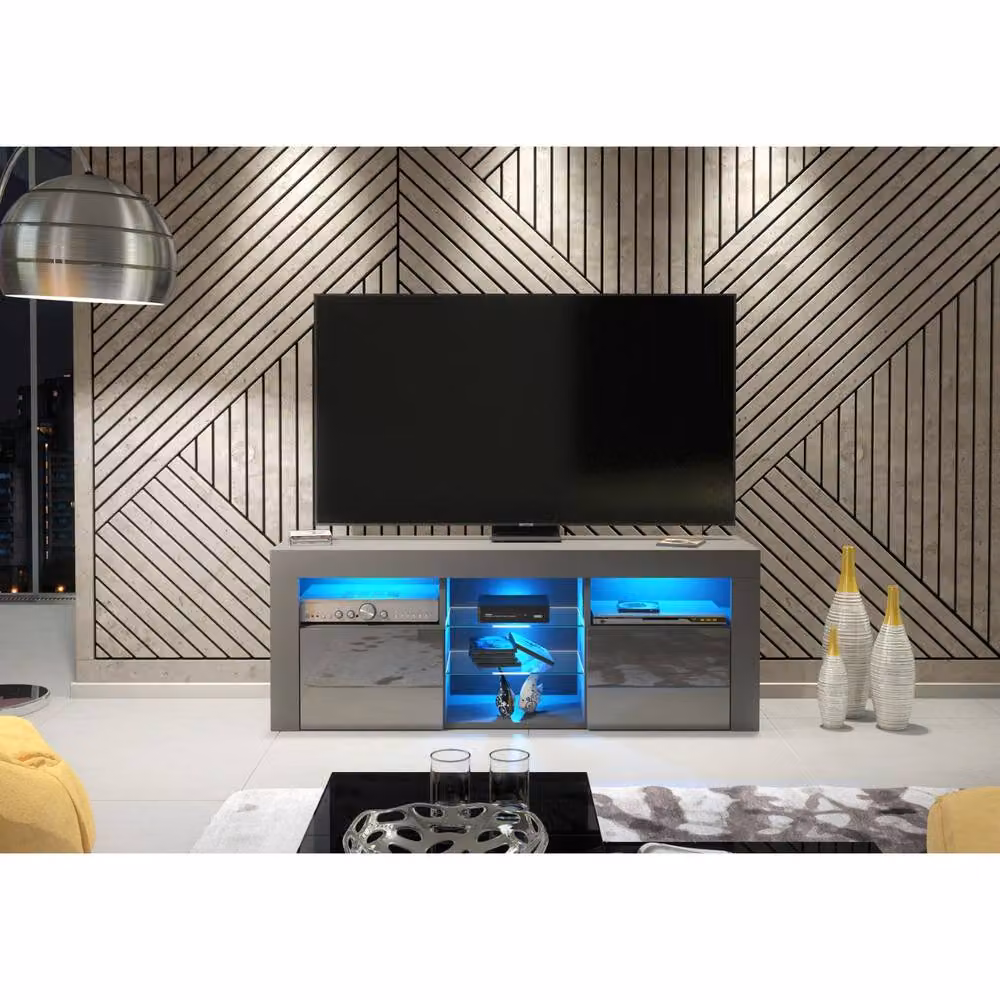 Mex Furniture LTD Pulse TV Unit in Dark Grey with Glossy Doors, W: 145 cm, H: 53 cm, D: 35 cm – 4